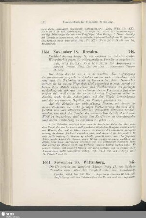 747. 1661, November 30. Wittenberg