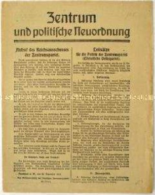 Aufruf der Zentrumspartei zur Wahl der Nationalversammlung 1919