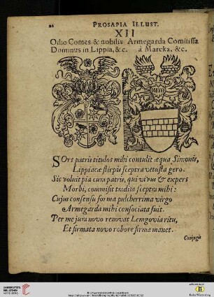 XII. Otho Comes & nobilis Dominus in Lippia, &c. Armegarda Comitissa a Marcka, &c.