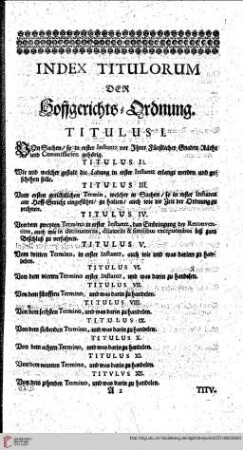 Index Titulorum der Hoffgerichts-Ordnung