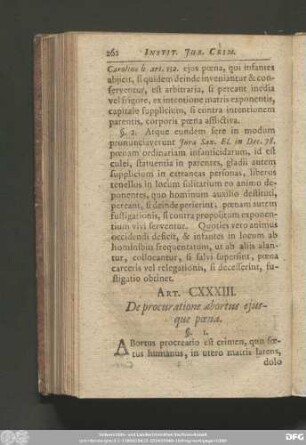 Art. CXXXIII. De procuratine abortus eiusque poena.