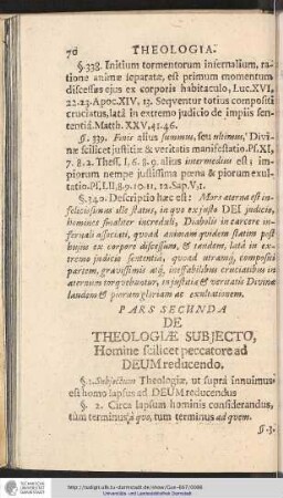 PARS SECUNDA DE THEOLOGIAE SUBJECTO ...