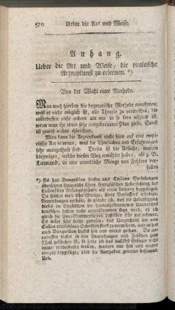Anhang. Ueber die Art und Weise, die praktische Arzneykunst zu erlernen.