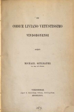De codice Liviano vetustissimo Vindobonensi