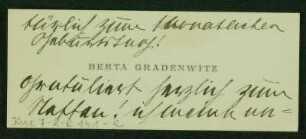 Berta Gradenwitz 1898 - Mai 1902