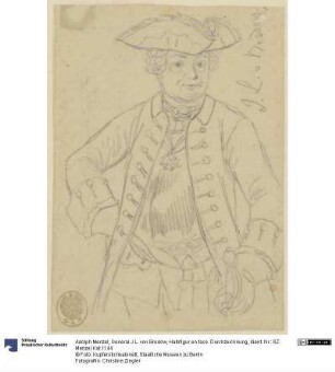 General J.L. von Bredow, Halbfigur en face. Durchzeichnung