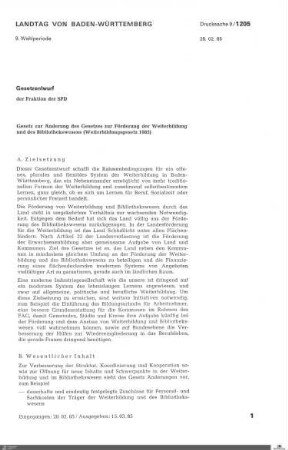 Gesetzentwurf der SPD: Änderung Weiterbildungsgesetz