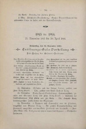 1893 bis 1894, 23. November 1893 bis 30. April 1894