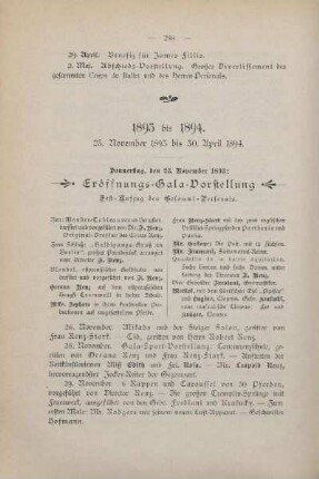 1893 bis 1894, 23. November 1893 bis 30. April 1894