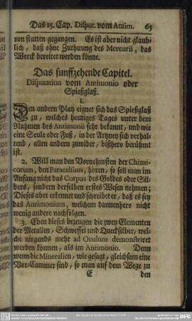 Das funffzehende Capitel. Disputation vom Antimonio oder Spießglaß