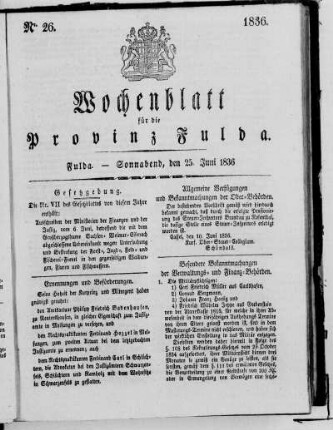 Nr. 26, Ausgabe vom 25. Juni 1836