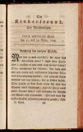 CXLII. und CXLIII. Stück, von 21. und 28. März, 1778