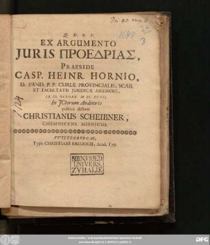 Ex Argumento Iuris Proedrias