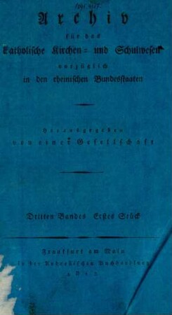 Dritten Bandes Erstes Stück
