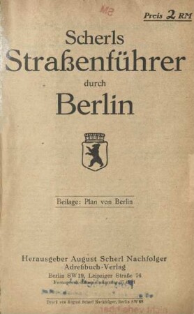 1937: Scherls Straßenführer durch Berlin