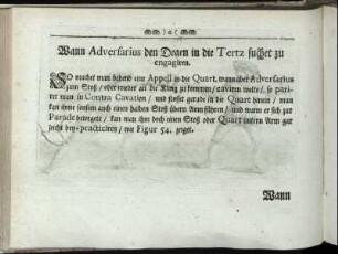 Wann Adversarius den Degen in die Tertz suchet zu engagiren. [inkl. Abbildung]