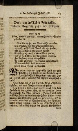 63-65, Das, um des Todes Jesu willen, verborne ...
