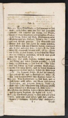 Tab. I. [Beschreibung]; Nro. 301.-313.