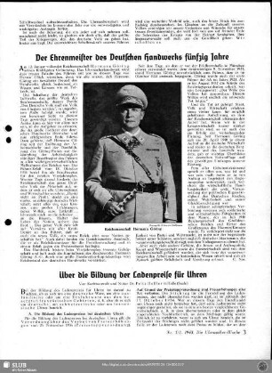 Über die Bildung der Ladenpreise für Uhren