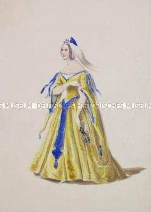 Frau im gelben Kleid mit blauen Borten - Tafel aus Franceschini/Kostümbilder (Kassette 1)