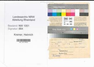 Entnazifizierung Heinrich Kremer , geb. 26.05.1911 (Buchdrucker)