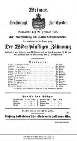 Der Widerspänstigen Zähmung