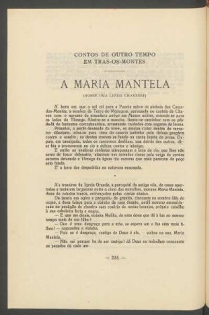 A Maria Mantela : (Sobre uma lenda chavense)