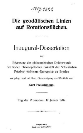Die geodätischen Linien auf Rotationsflächen