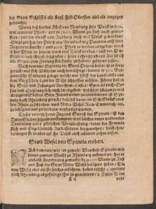Statt Wesel von Spinola erobert.