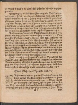 Statt Wesel von Spinola erobert.