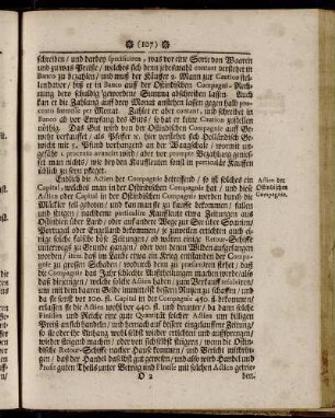 Actien der Ostindischen Compagnie. - Was sich in Müntzen zugetragen.