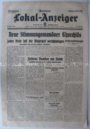 Tageszeitung "Berliner Lokal-Anzeiger" u.a. zur Ernennung von Petain zum Staatschef von Vichy-Frankreich