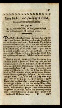 Zwey hundert und zwanzigstes Stück