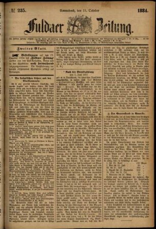 Ausgabe vom Samstag, den 11. Oktober 1884.