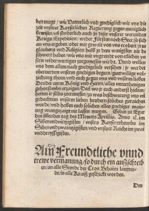Ain Freundtliche unnd trewe vermanung ...