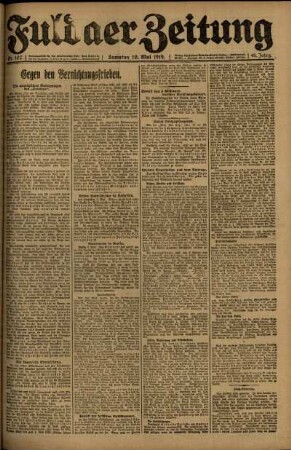 Erste Ausgabe vom Samstag, den 10. Mai 1919.