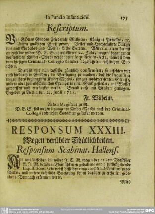 Responsum XXXIII. Wegen verübter Thätlichkeiten