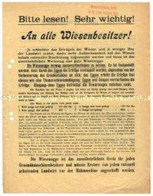 Informationsblatt an die Wiesenbesitzer