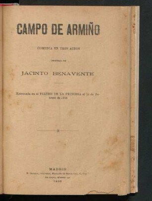 Campo de armiño : Comedia en tres actos