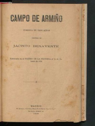 Campo de armiño : Comedia en tres actos