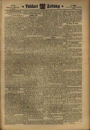 Zweite Ausgabe vom Dienstag, den 23. August 1910.