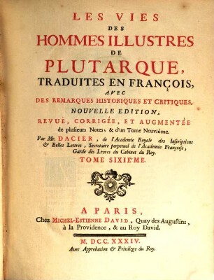 Les Vies Des Hommes Illustres De Plutarque, 6