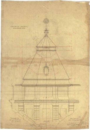 Pfann, Paul; München, Prinzregentenstr. 14; Haus Hartl - Turmattika (Grundriss, Ansicht, Schnitt)