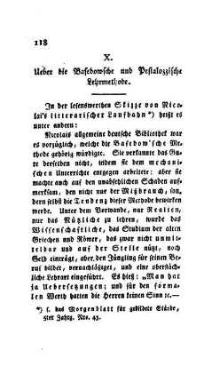 Ueber die Basedowsche und Pestalozzische Lehrmethode