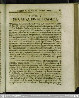 Sectio V. De Causa Finali Cambii