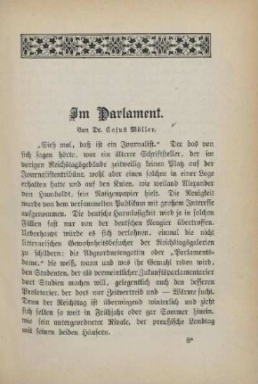 Im Parlament. Von Dr. Cajus Möller