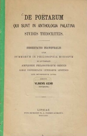 De poëtarum qui sunt in Anthologia Palatina studiis Theocriteis