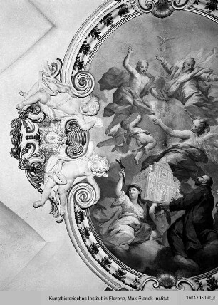 Der Heilige Gaetano von Thiene bietet die Kirche der Trinität dar
