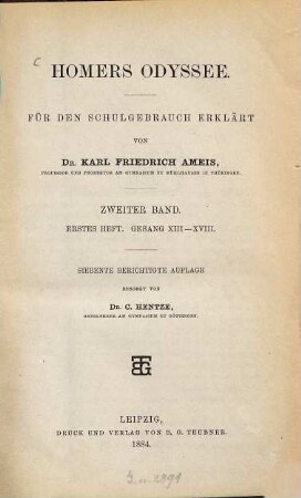 Homers Odyssee, 2,1. Gesang XIII - XVIII