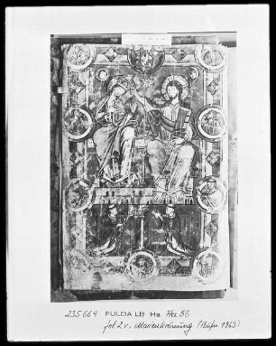 Vollbrevier — Widmungsbild mit Marienkrönung, Folio 2verso